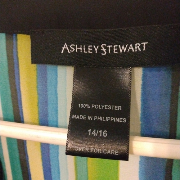 Sheer Multicolor Tunic Ashley Stewart V-Neck Button 3/4 Sleeve Plus Size 14/16 - Picture 2 of 8